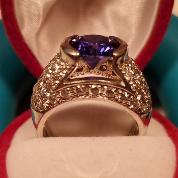 Amethyst circone silver ring size 8.5 - Picture 2 of 5